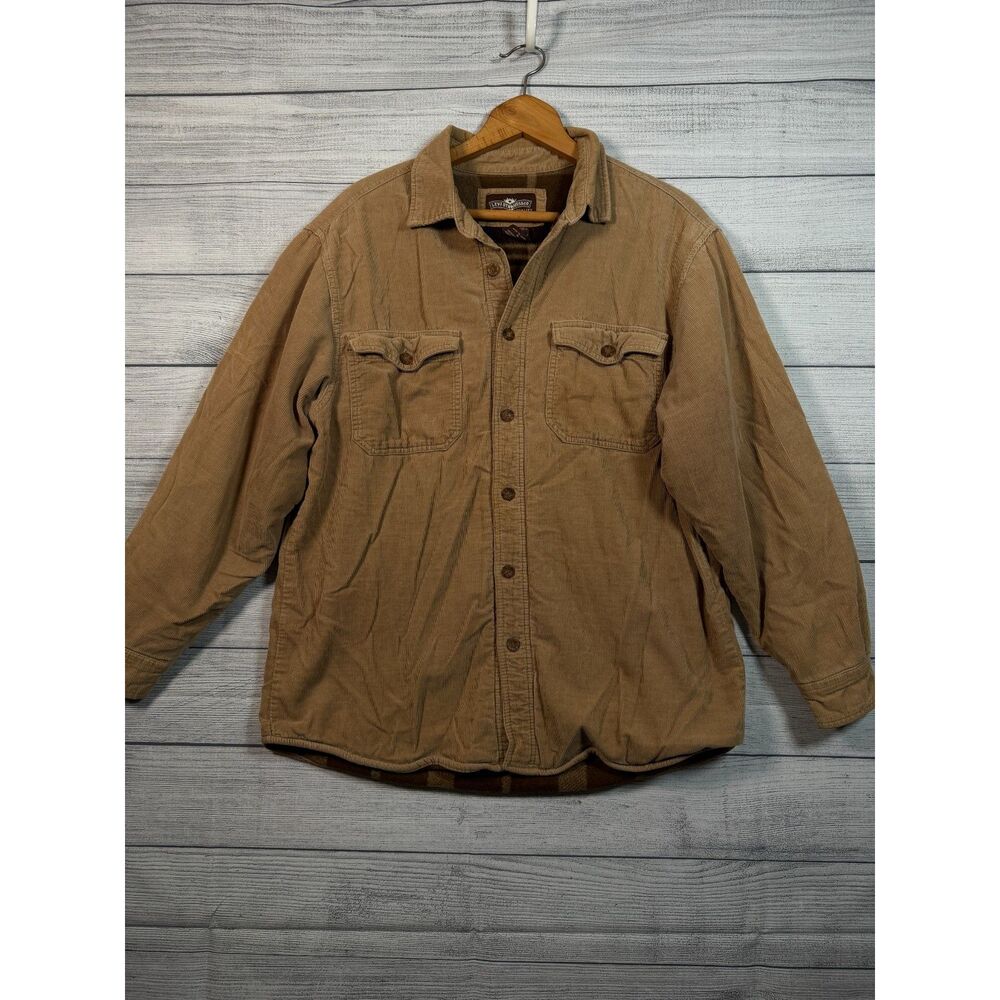 Levi Strauss Men's Medium Brown Corduroy Plaid Fleece Lined Shacket Bin C